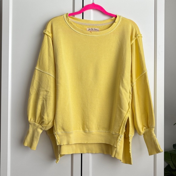 Free People Camden Sweatshirt, Mellow Yellow, XS - Picture 2 of 4